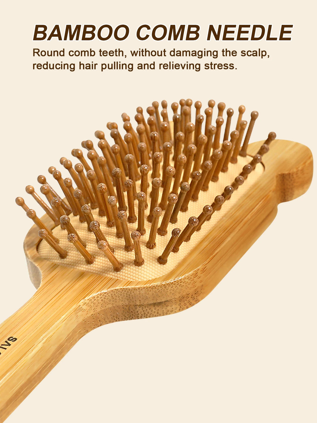 Bamboo Hair Brush - Natural Wooden Anti-Static Comb & Scalp Massager, Air Cushion Design for Detangling (Women/Men)