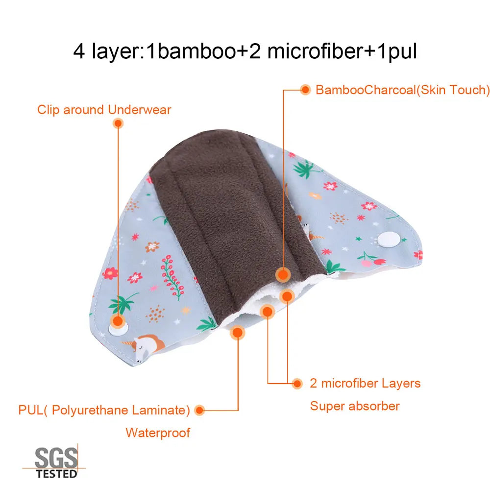 Organic Bamboo Charcoal Reusable Menstrual Panty Liner