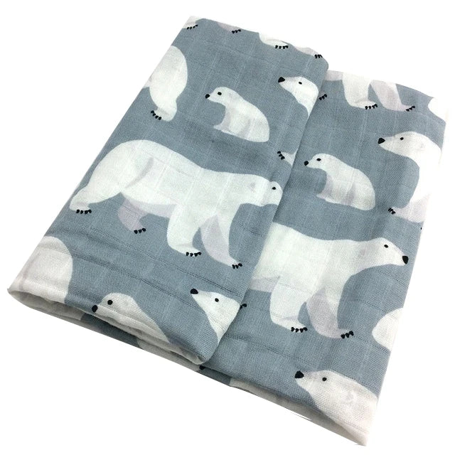 Soft Organic Cotton & Bamboo Baby Muslin Blanket/Bib Wrap