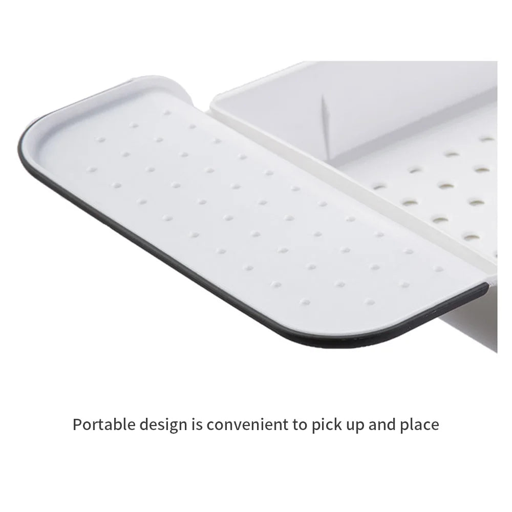 Extendable Bamboo Bathtub Tray – Bath Caddy Rack with Book, Towel & Accessory Holder