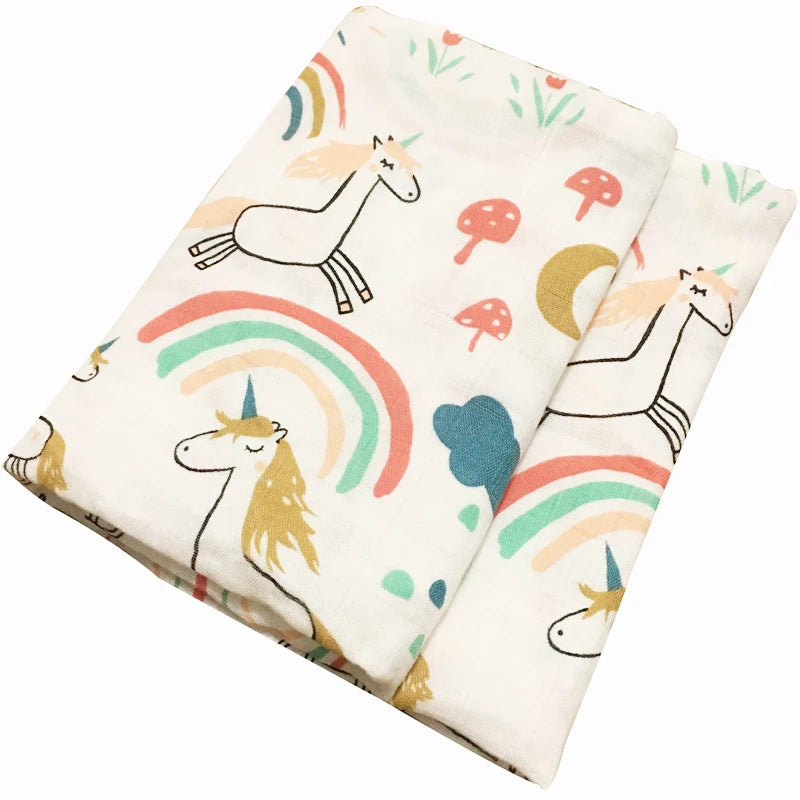 Soft Organic Cotton & Bamboo Baby Muslin Blanket/Bib Wrap