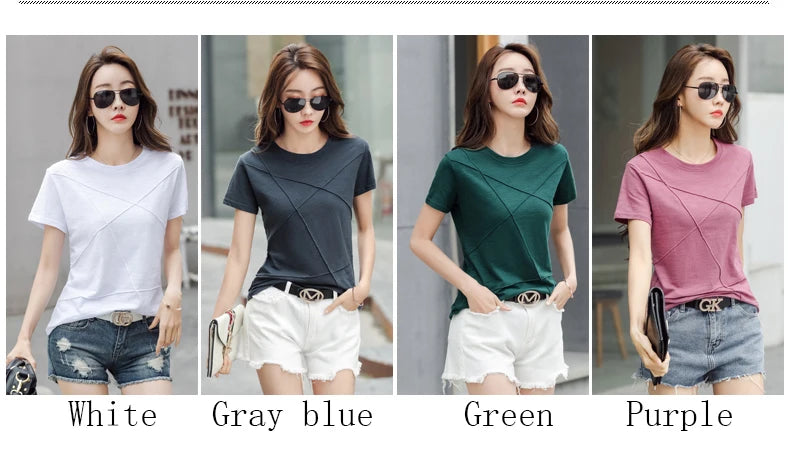 AOSSVIAO Women’s Bamboo Cotton Ribbed T-Shirt – Summer Slim Fit