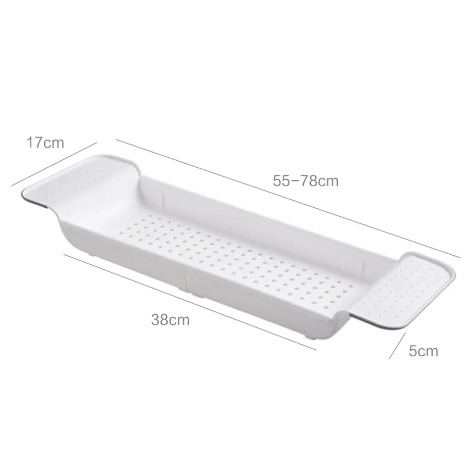 Extendable Bamboo Bathtub Tray – Bath Caddy Rack with Book, Towel & Accessory Holder