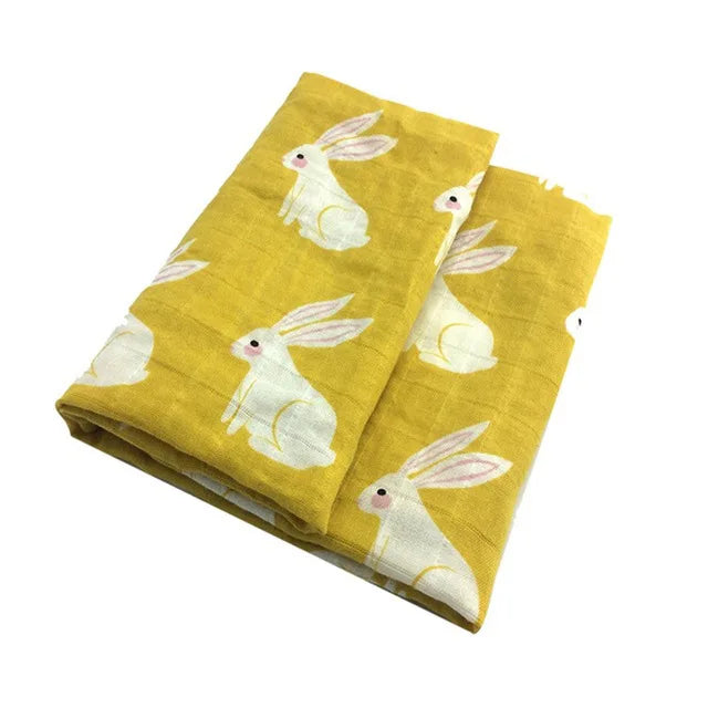 Soft Organic Cotton & Bamboo Baby Muslin Blanket/Bib Wrap