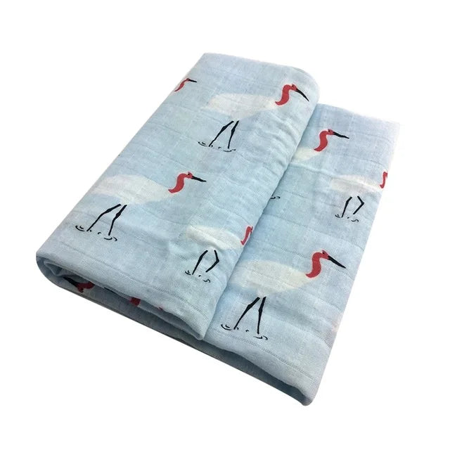 Soft Organic Cotton & Bamboo Baby Muslin Blanket/Bib Wrap