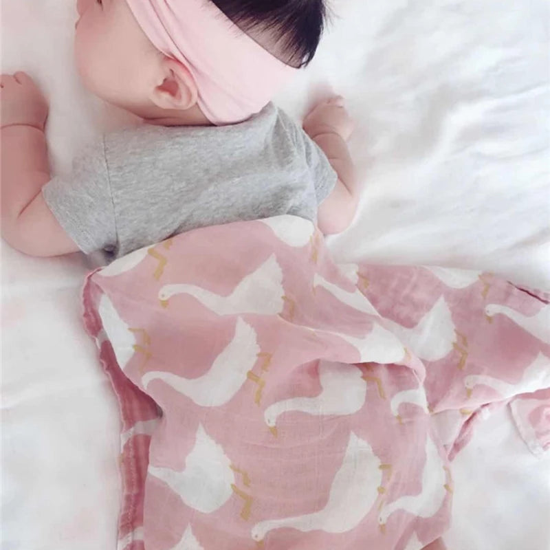 Soft Organic Cotton & Bamboo Baby Muslin Blanket/Bib Wrap