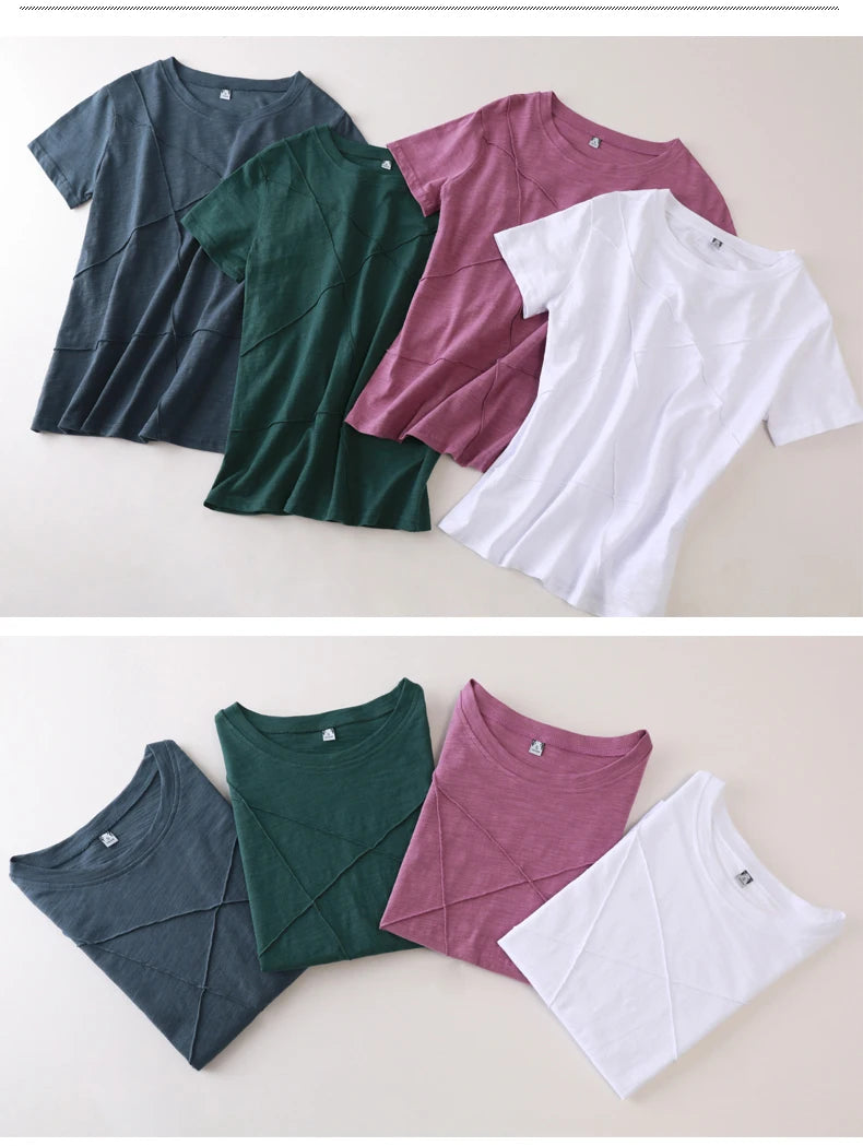 AOSSVIAO Women’s Bamboo Cotton Ribbed T-Shirt – Summer Slim Fit
