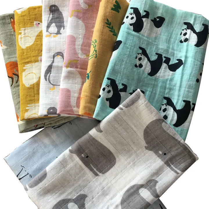 Soft Organic Cotton & Bamboo Baby Muslin Blanket/Bib Wrap
