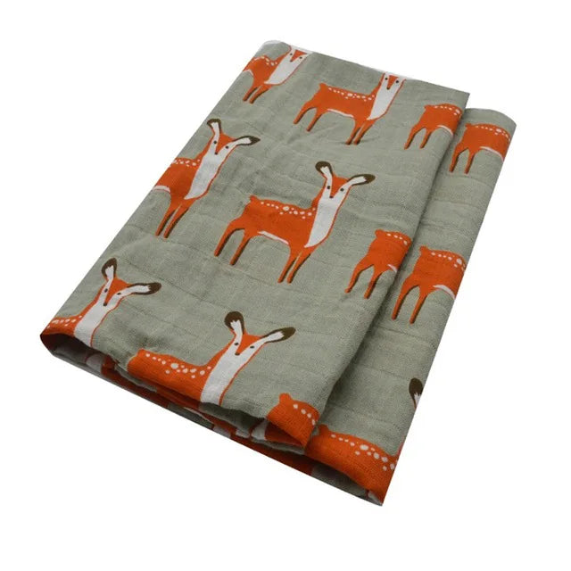Soft Organic Cotton & Bamboo Baby Muslin Blanket/Bib Wrap