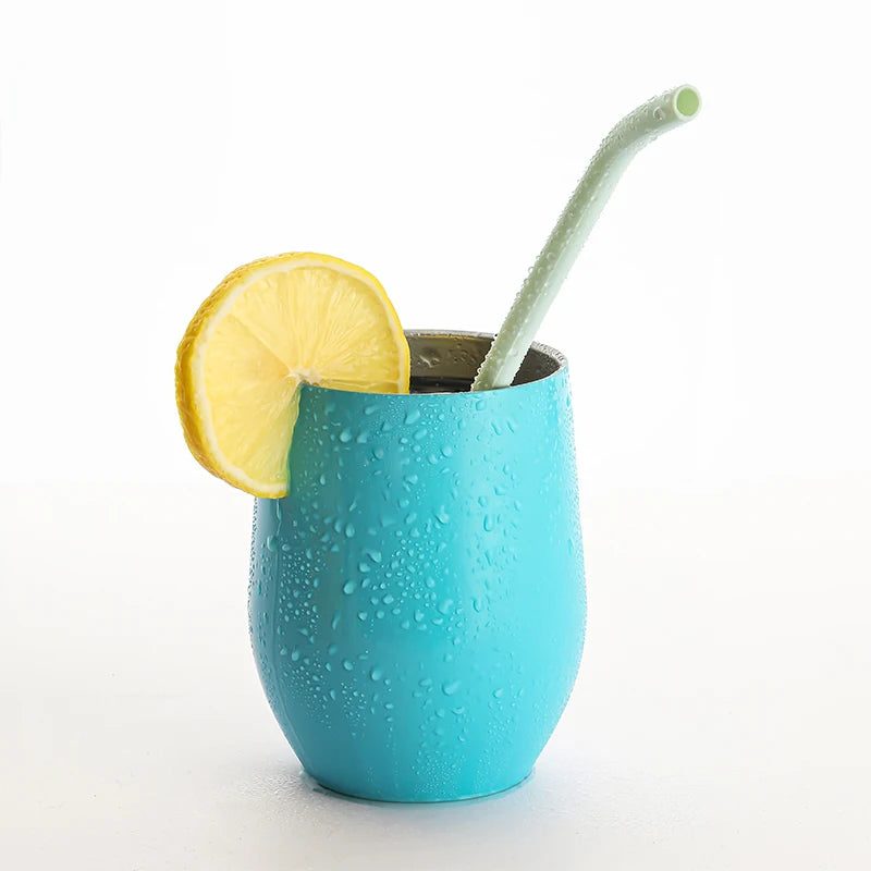 6pcs Reusable Silicone Straws Set with Cleaning Brush