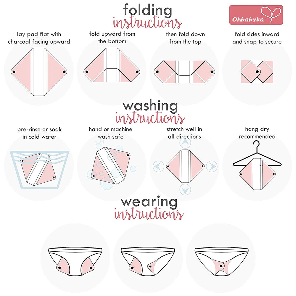 Organic Bamboo Charcoal Reusable Menstrual Panty Liner