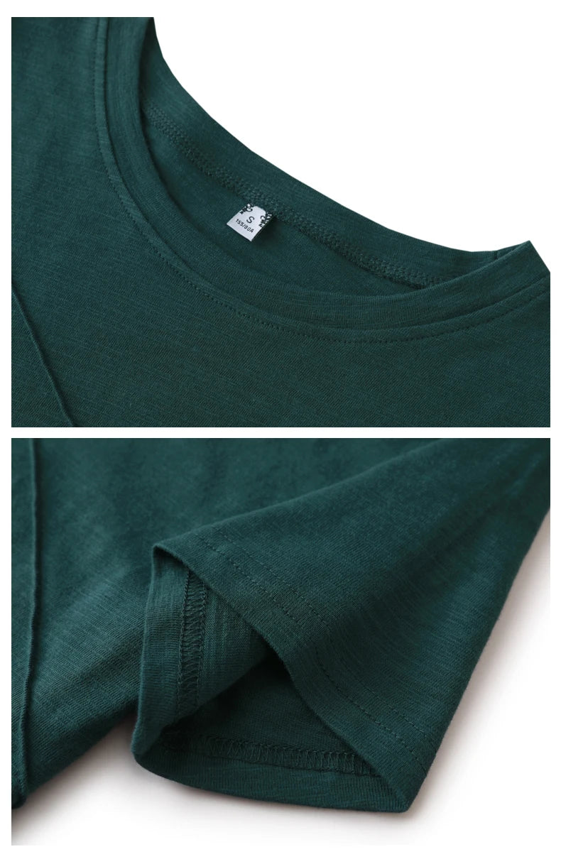 AOSSVIAO Women’s Bamboo Cotton Ribbed T-Shirt – Summer Slim Fit