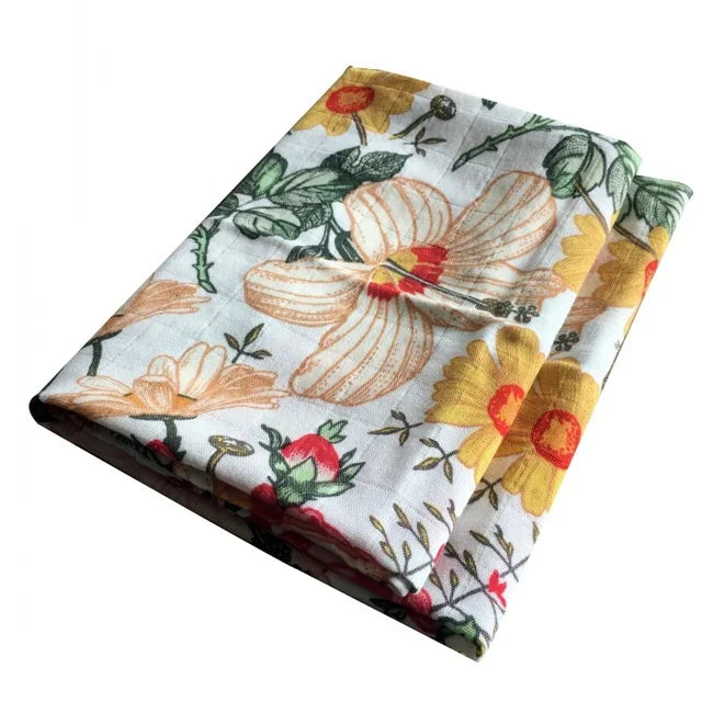 Soft Organic Cotton & Bamboo Baby Muslin Blanket/Bib Wrap