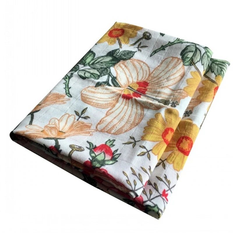 Soft Organic Cotton & Bamboo Baby Muslin Blanket/Bib Wrap