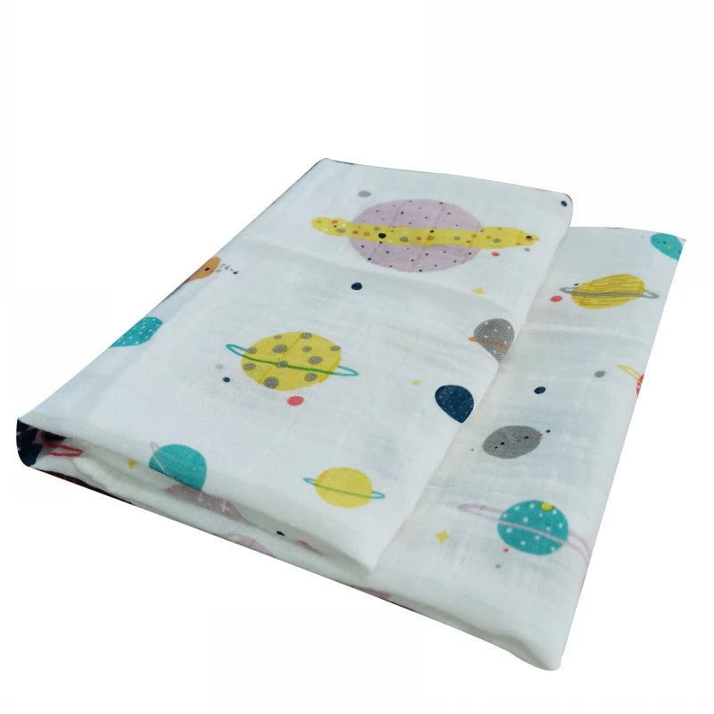 Soft Organic Cotton & Bamboo Baby Muslin Blanket/Bib Wrap