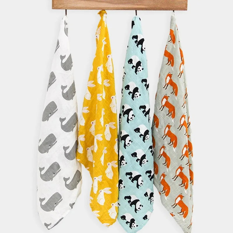 Soft Organic Cotton & Bamboo Baby Muslin Blanket/Bib Wrap
