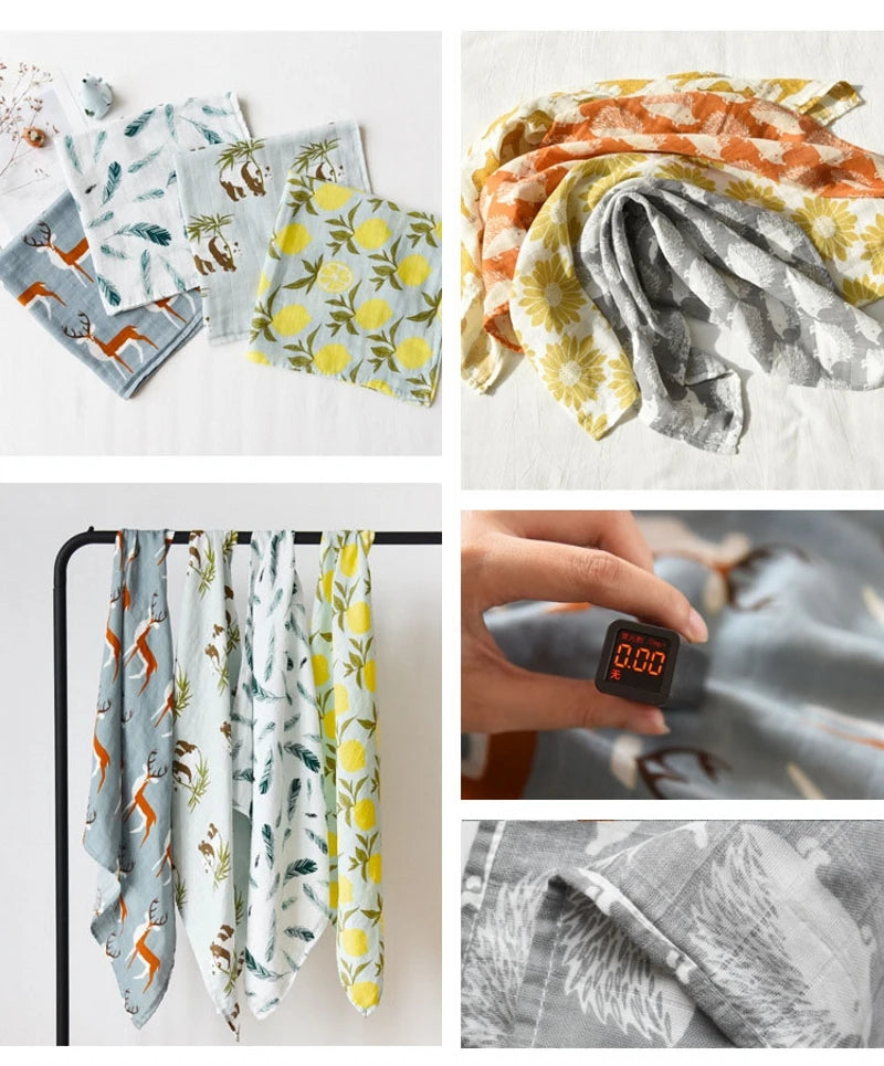Soft Organic Cotton & Bamboo Baby Muslin Blanket/Bib Wrap