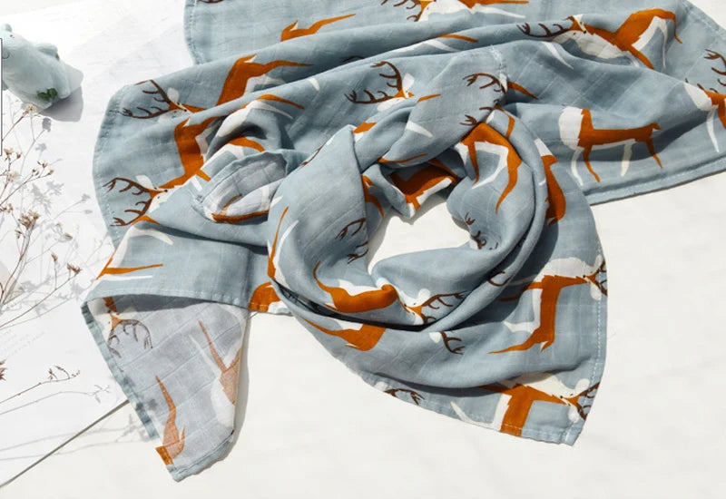 Soft Organic Cotton & Bamboo Baby Muslin Blanket/Bib Wrap