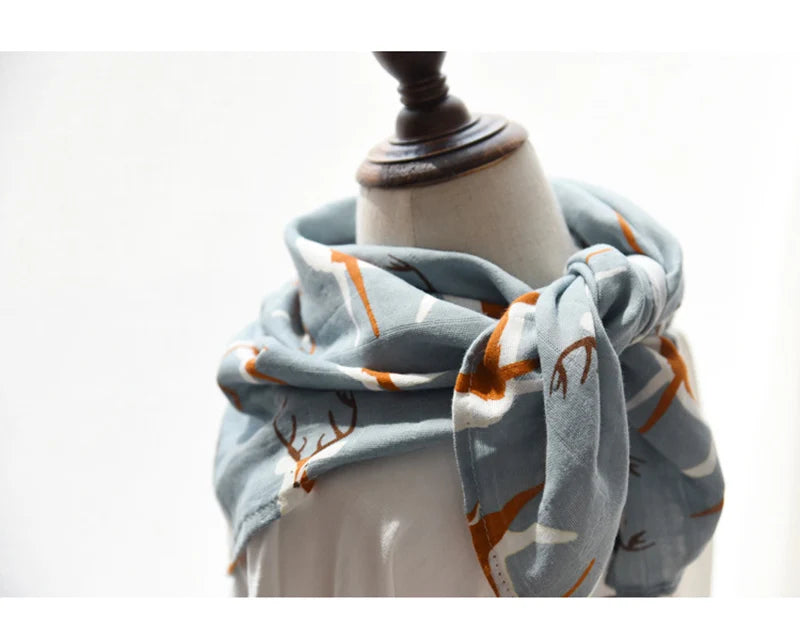 Soft Organic Cotton & Bamboo Baby Muslin Blanket/Bib Wrap