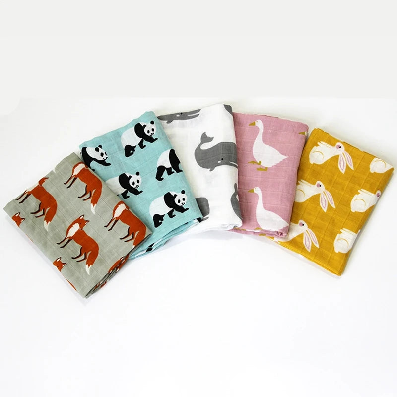 Soft Organic Cotton & Bamboo Baby Muslin Blanket/Bib Wrap
