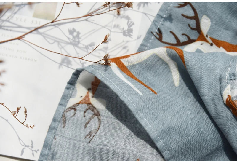Soft Organic Cotton & Bamboo Baby Muslin Blanket/Bib Wrap