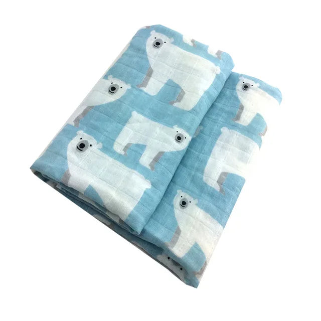 Soft Organic Cotton & Bamboo Baby Muslin Blanket/Bib Wrap