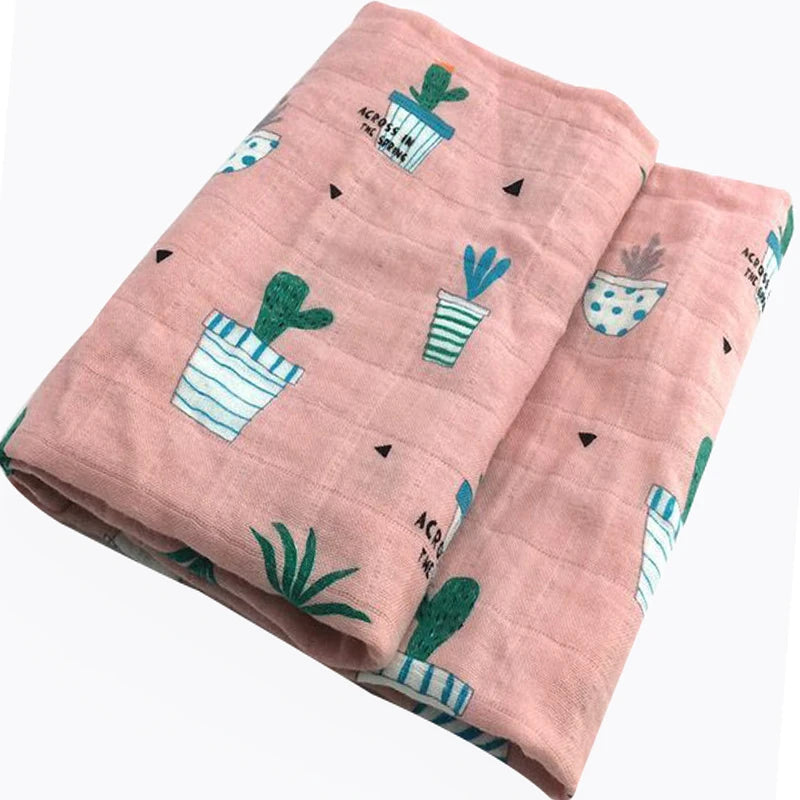 Soft Organic Cotton & Bamboo Baby Muslin Blanket/Bib Wrap