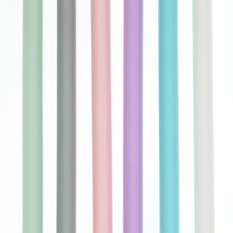 6pcs Reusable Silicone Straws Set with Cleaning Brush