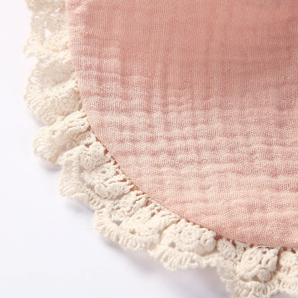 3-Piece Muslin Cotton & Bamboo Baby Bib Set with Tassel Lace