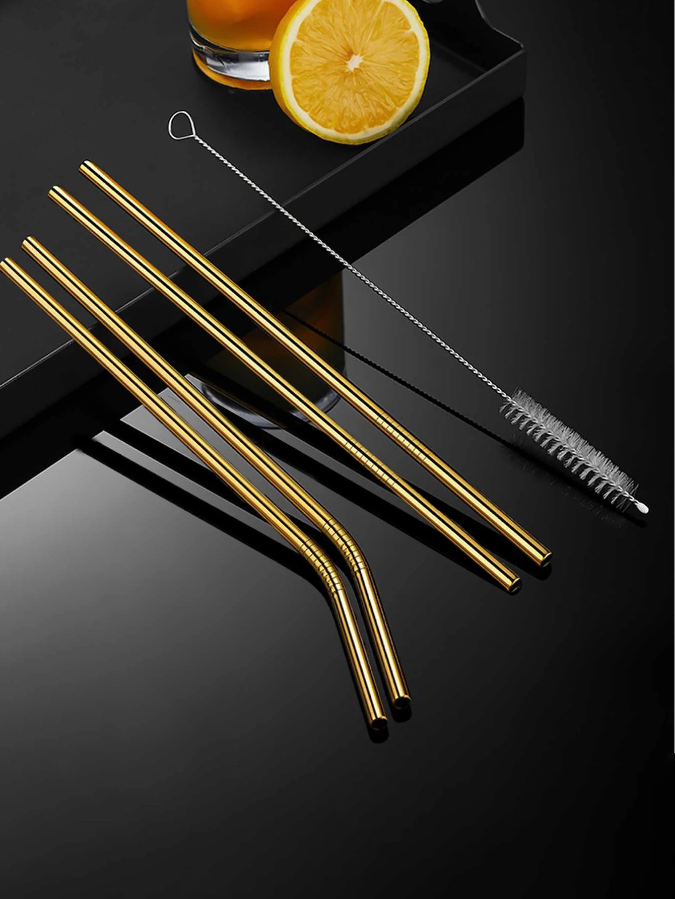 Set of 4 Stainless Steel Straws – Eco-Friendly, Reusable Drinking Straws