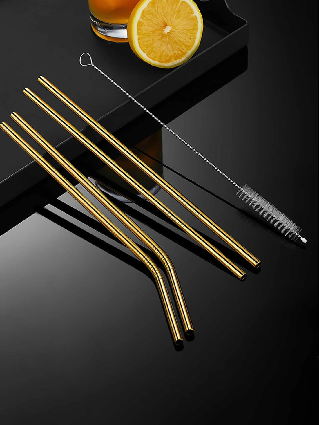 Set of 4 Stainless Steel Straws – Eco-Friendly, Reusable Drinking Straws