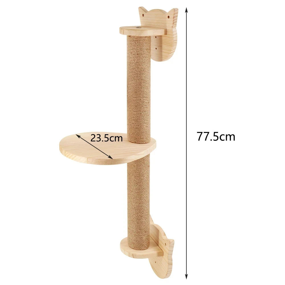 Wall-Mounted Cat Climbing Frame – 50cm Ladder, Hammock, Sisal Post & Pedal for Indoor Cats