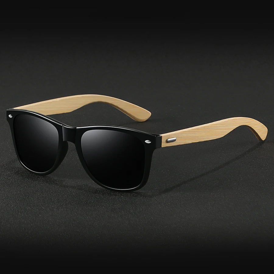 Fashion Bamboo Wood Vintage Square Sunglasses – Men & Women Luxury Brand Designer Sun Glasses, Wooden Driving & Fishing UV400 Eyewear