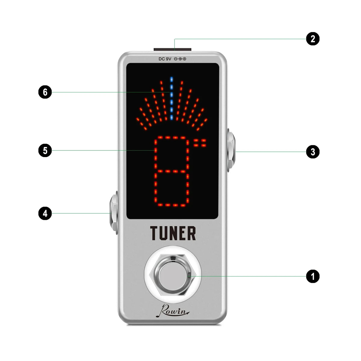 Rowin LT-910 Guitar Tuner Pedal – High Precision Chromatic Tuner for Electric Guitars