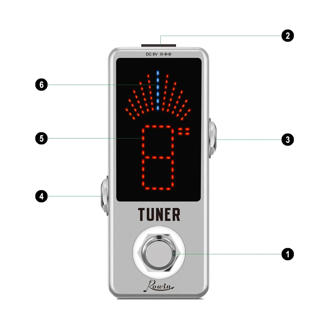 Rowin LT-910 Guitar Tuner Pedal – High Precision Chromatic Tuner for Electric Guitars