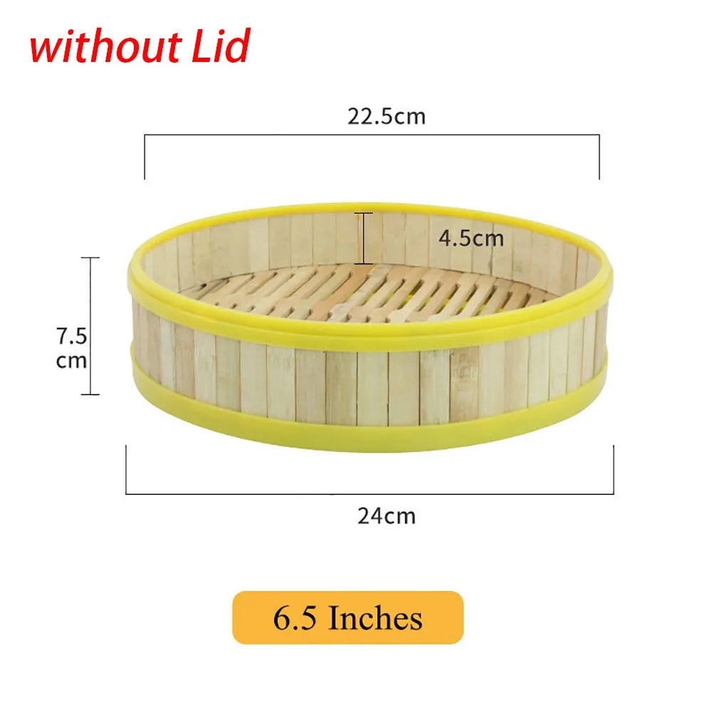 Bamboo Steamer Basket with Lid for Dumplings & Bao Buns