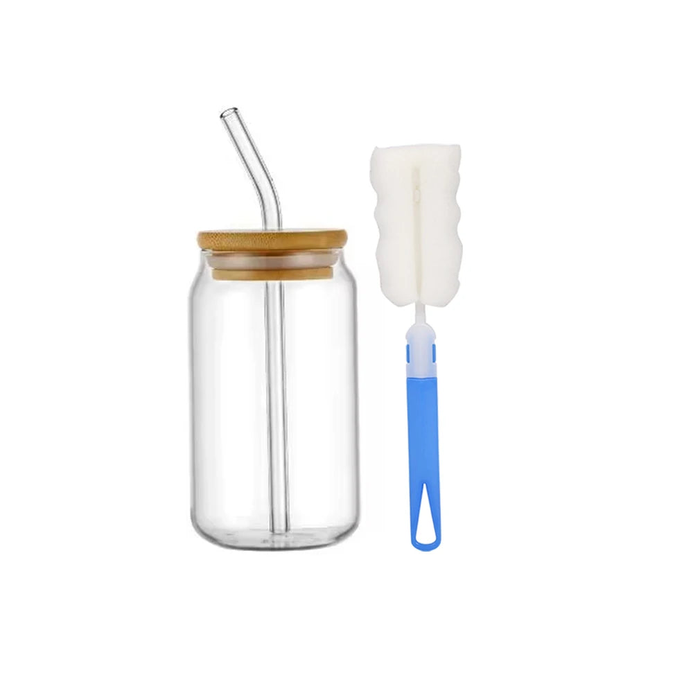 Mason Jar Coffee Mug with Straw and Lid – Iced Coffee Glasses, Beverage & Juice Cups