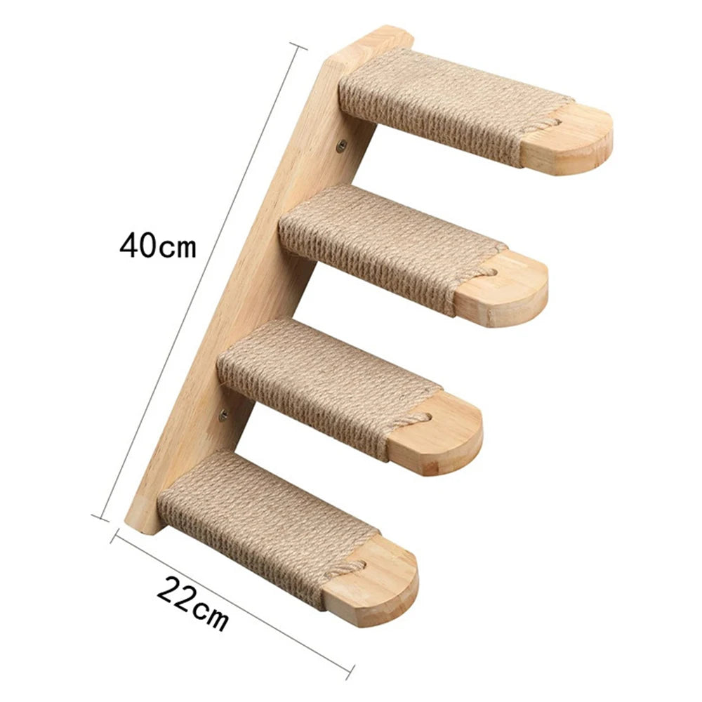 Wall-Mounted Cat Climbing Frame – 50cm Ladder, Hammock, Sisal Post & Pedal for Indoor Cats