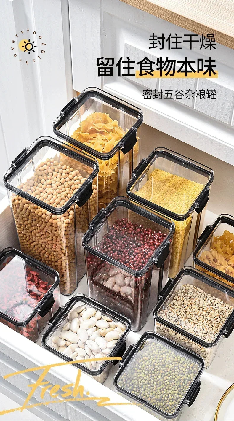 460-1800ML Set Kitchen Stackable Sealed Jars – Plastic Food Storage Box, Multigrain Tank Bottle, Dried Fruit & Tea Storage Containers