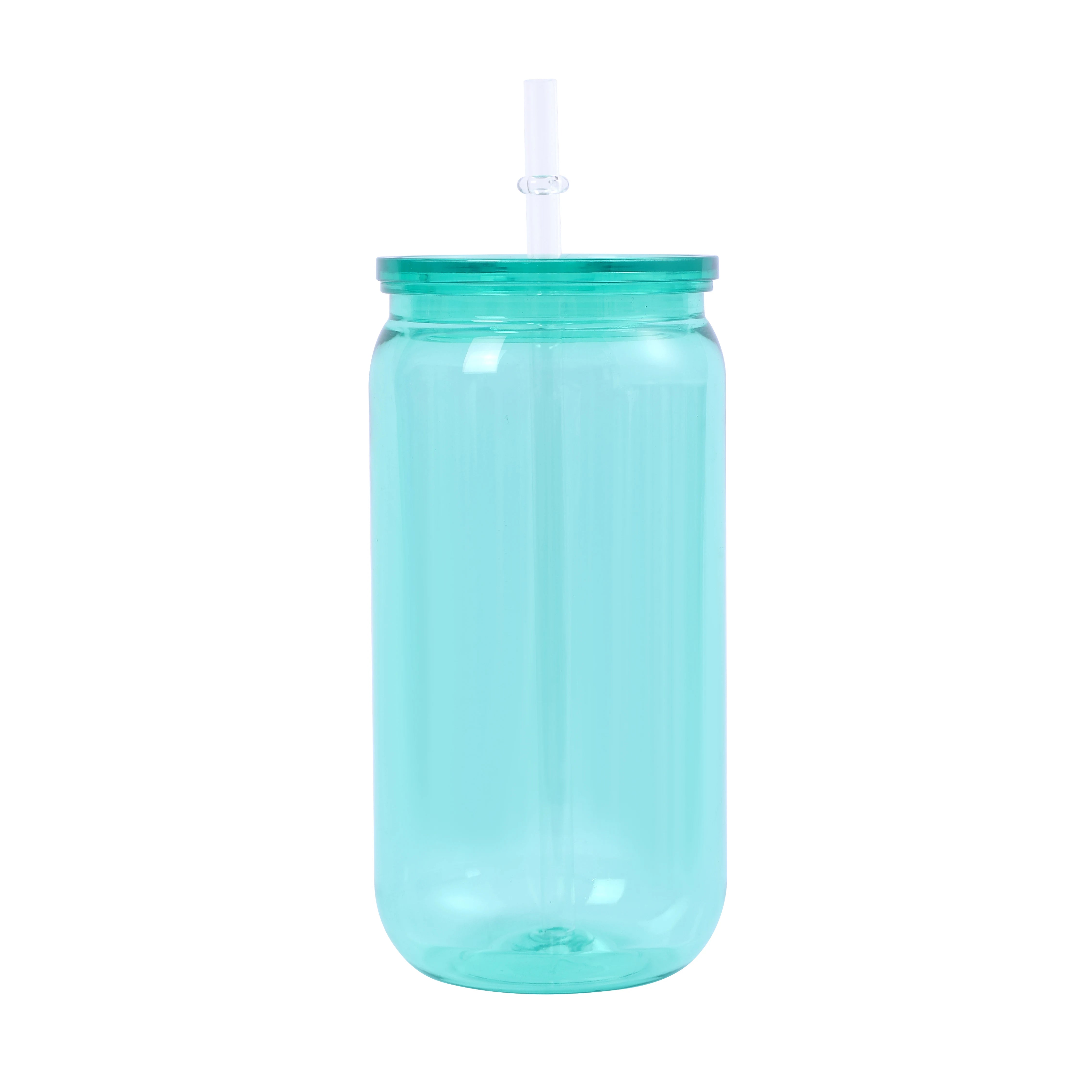 16oz Transparent Plastic Cup with Colorful Lid & Straw – Durable Drink Tumbler for Milk, Juice, Coffee