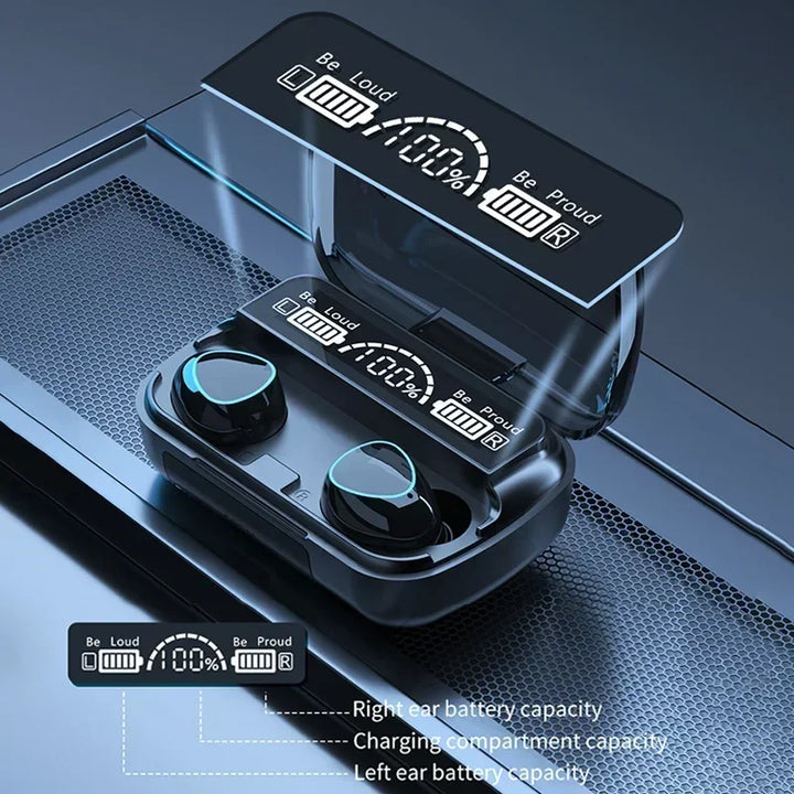 M10 Wireless Bluetooth Earbuds – LED Display, HiFi Stereo, Waterproof Gaming Headset