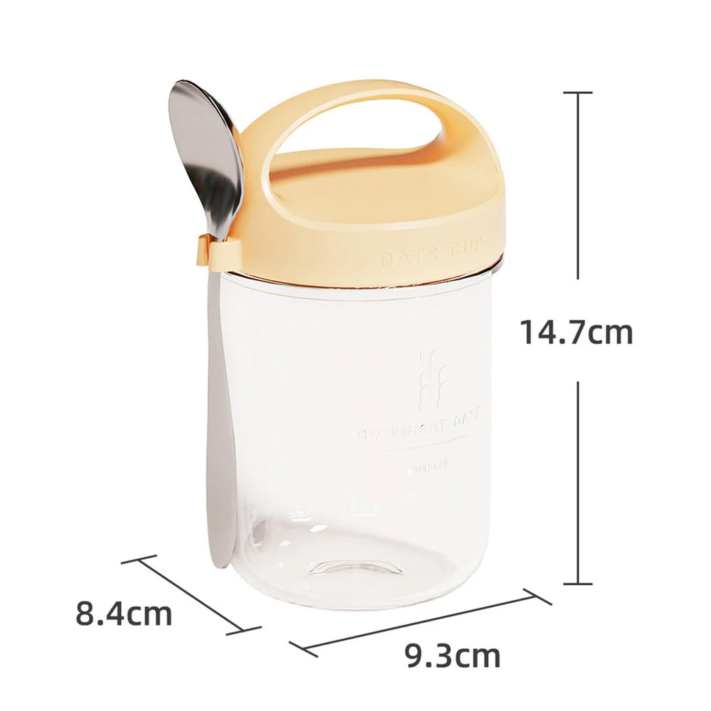 430ML New Breakfast Cup – Oatmeal, Cereal, Nut, Yogurt, and Salad Container with Lid & Spoon