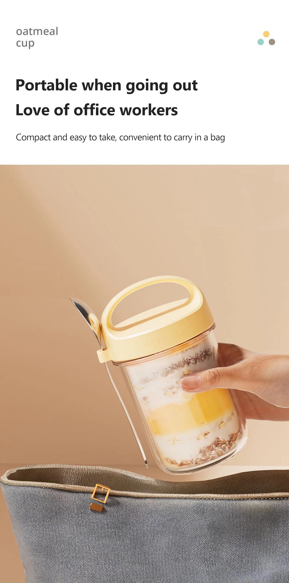 430ML New Breakfast Cup – Oatmeal, Cereal, Nut, Yogurt, and Salad Container with Lid & Spoon