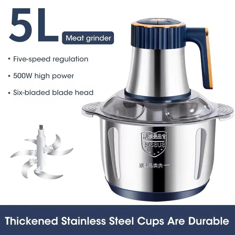 Electric Meat Grinder – 304 Stainless Steel Food Processor, Multifunctional Slicer, Mincer & Baby Food Processor