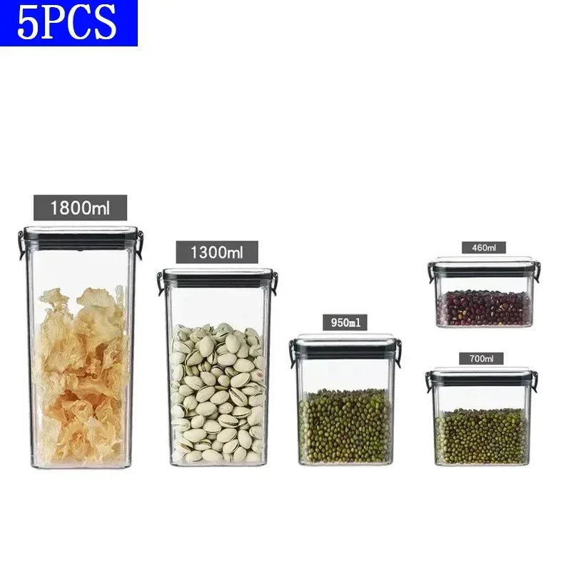 460-1800ML Set Kitchen Stackable Sealed Jars – Plastic Food Storage Box, Multigrain Tank Bottle, Dried Fruit & Tea Storage Containers