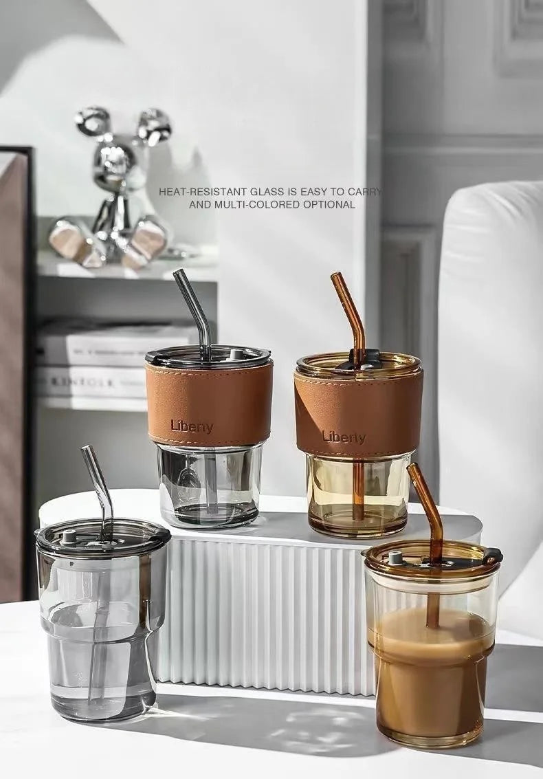 Custom Glass Cups with Lids & Straws