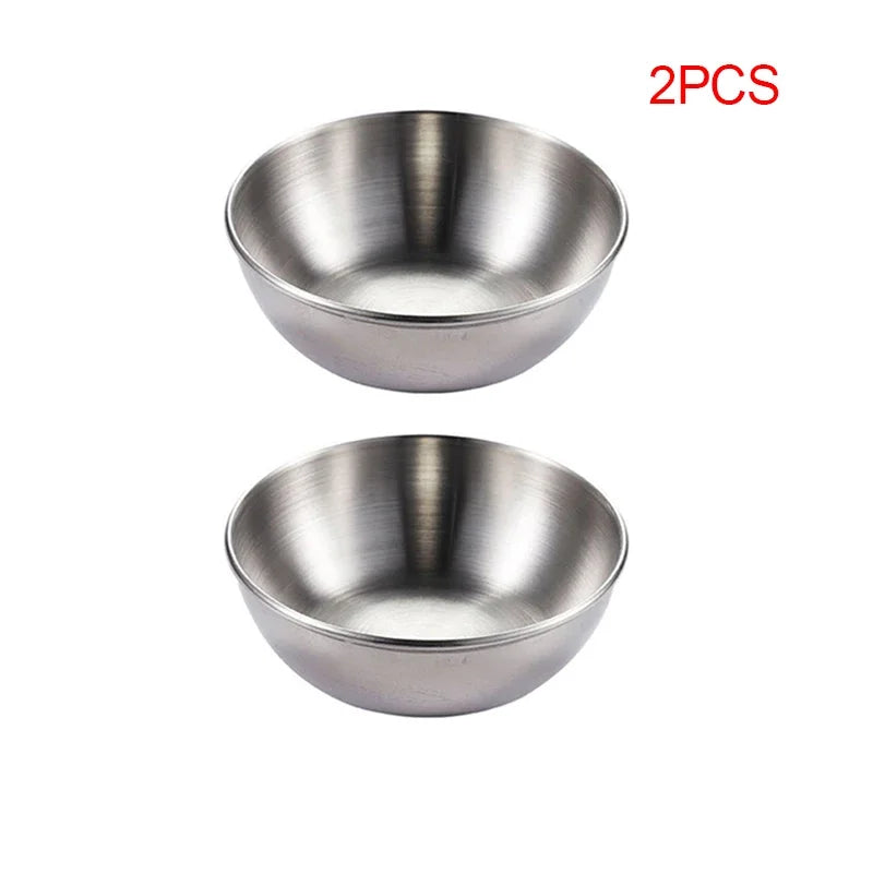 4PCS/2PCS Stainless Steel Golden Sauce Dishes – Appetizer, Seasoning, and Serving Dishes Set, Spice Plates, Kitchen Tableware