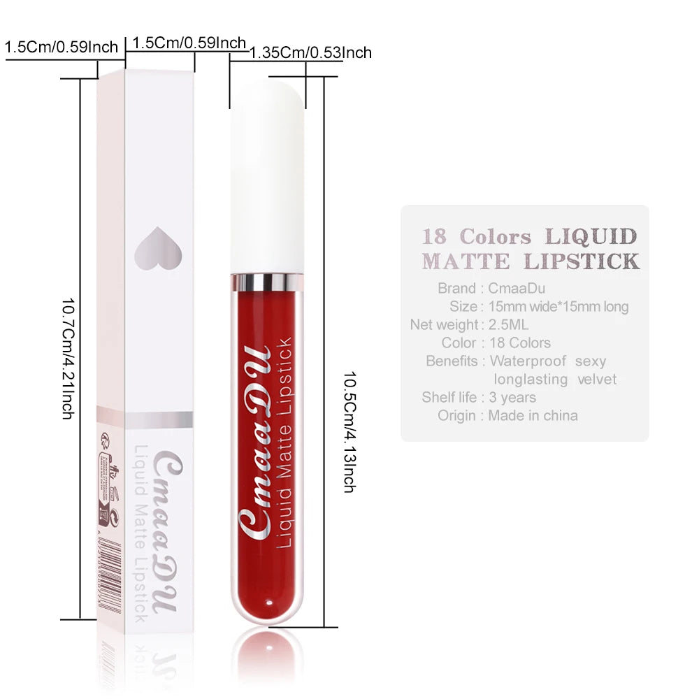 CmaaDu Matte Liquid Lipstick – Long-Lasting, Waterproof Red Lip Stain