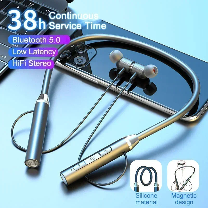 K58 Wireless Bluetooth Neckband Earphones – Waterproof Sports Headset with Mic