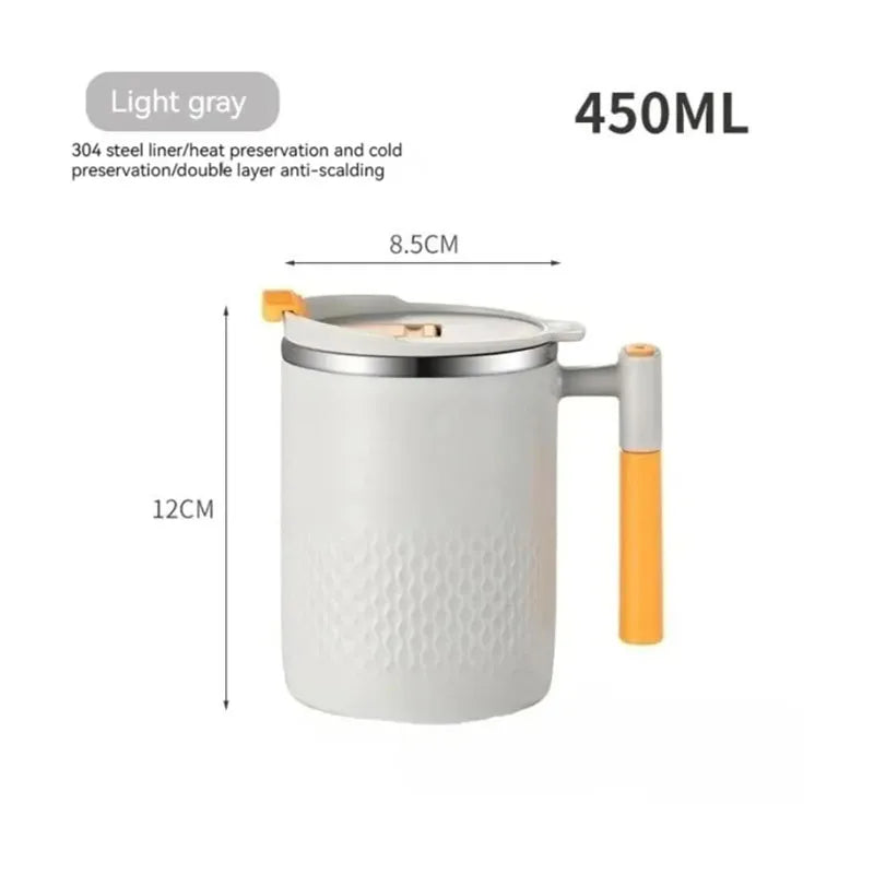 304 Stainless Steel Double Wall Insulated Coffee Cup – Household Kitchen Mug with Handle and Lid